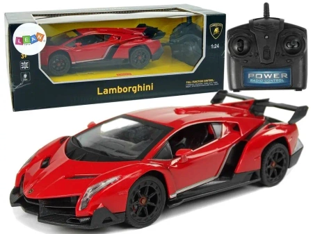 Auto zdalnie sterowane 1:24 Lamborghini czerwone - Leantoys