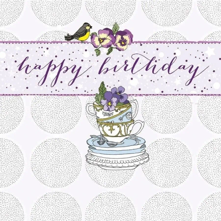 Karnet Swarovski kwadrat CL0208 Urodziny filiżanki - Clear Creations