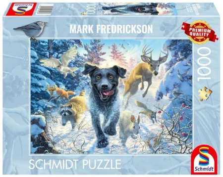Puzzle PQ 1000 Mark Fredrickson Labrador na śniegu - Schmidt