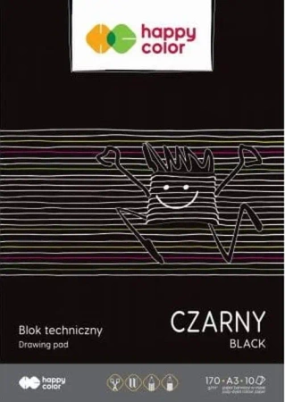 Paczka Blok techniczny czarny A3 170g Happy Color 10sztuk