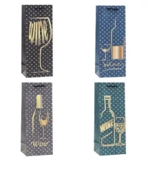 Torebka ozdobna na butelkę 12x36x9cm mix ROZETTE