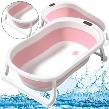 Wanienka do kąpieli składana antypoślizgowe różowa - Leantoys