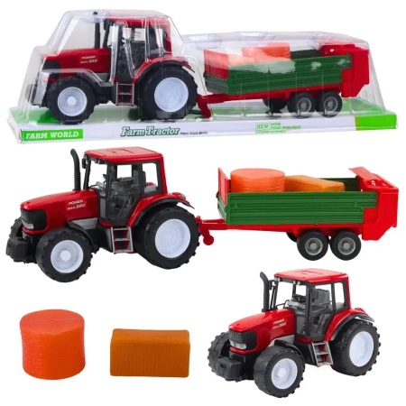 Traktor rolniczy z przyczepą zieloną - Leantoys