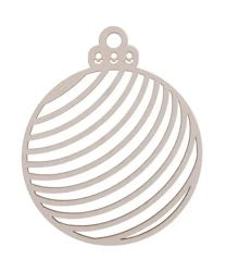 Bombka drewniana w paski 3szt biała - Cresco