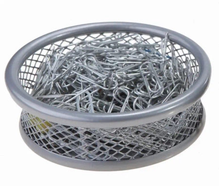 Kubek na spinacze okrągły mały srebrny - NET