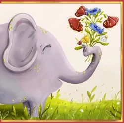 Karnet KW Słoń z bukietem - Henry