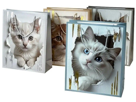 Torebka prezentowa kot 23x18x10cm MIX - ADAR