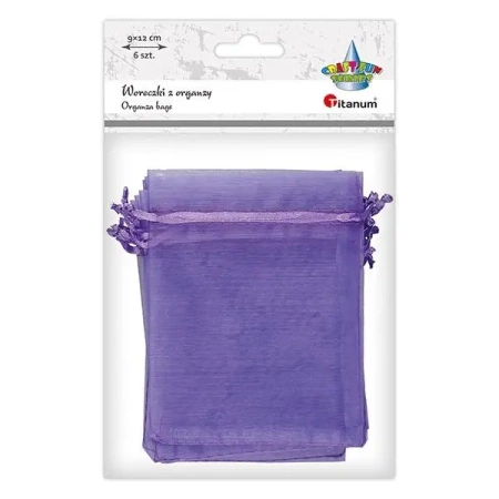 Woreczki z organzy wrzosowe 9x12cm 6szt - Titanum