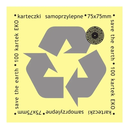 Karteczki samoprzylepne eko 75x75mm 100K żółte - Ziemia Obiecana