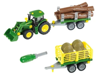Traktor John Deere do skręcania z 2 przyczepami - Klein