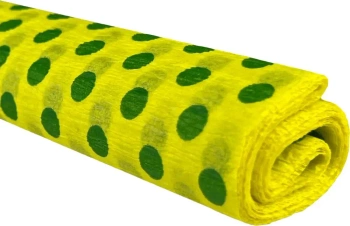 Paczka Bibuła marszczona 50x200 kropki zielone na cytrynowym 10 rolek - TYMOS