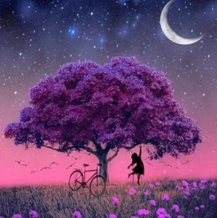 Diamentowa Mozaika Drzewo fioletowe- rowerem w świat magii NO-1005273 - Norimpex