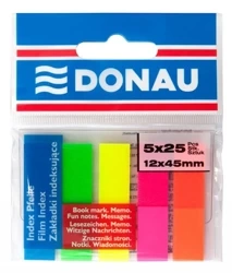 Zakładki indeksujące PP 12x45mm 5x25 kart - Donau