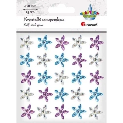 Kryształki samoprzylepne kwiaty 18mm mix 25szt - Titanum