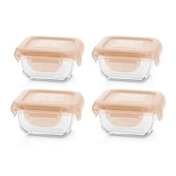 Pojemniki szklane kwadratowe ECO-friendly 4x160ml - Królik