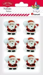 Naklejki papierowe 3D czapki Mikołaja 12szt - Titanum