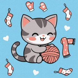 Malowanie po numerach - Kotek i kłębuszek 2 Kids - Ideyka