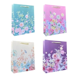 Torebka prezentowa uniwersalna S Kwiaty brokat mix - Ju-Piter