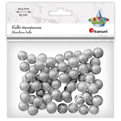 Kulki styropianowe 15mm 65szt srebrne - Titanum