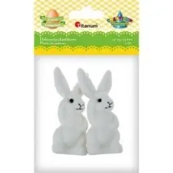 Zając flokowany 32x74x25mm biały 2szt - Titanum