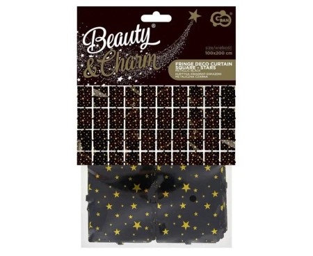 Kurtyna B&C gwiazdki metaliczna czarna 100x200cm - Godan