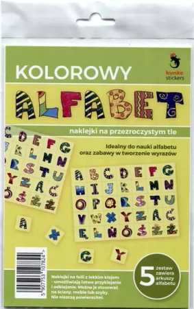 Naklejki kolorowy Alfabet 5 arkuszy - Kunke