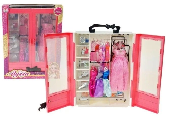 Szafa z 4 sukienkami dla lalek 29cm + akcesoria - ADAR