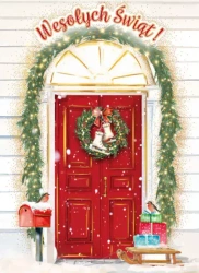 Karnet B6 Boże Narodzenie - Wianek z łyżwami - Henry