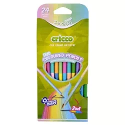 Kredki trójkątne dwustronne pastel 24 kolory - Cricco