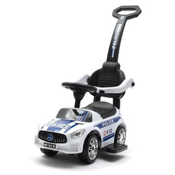 Jeździk z dźwiękiem i rączką Police Biały - Baby Mix