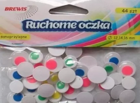 Ruchome oczka z kolorowymi źrenicami 44szt - Brewis
