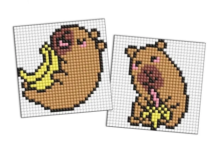 Diamentowa mozaika naklejka - Kapibara: banany - Ideyka