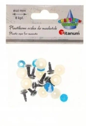 Oczy do maskotek plastikowe 10mm z mocowaniem 8szt - Titanum