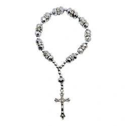 Różaniec kryształ srebrny z krzyżykiem - Art Sacrum