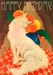 Karnet B6 z kopertą Urodziny Biały kot - Madame Treacle