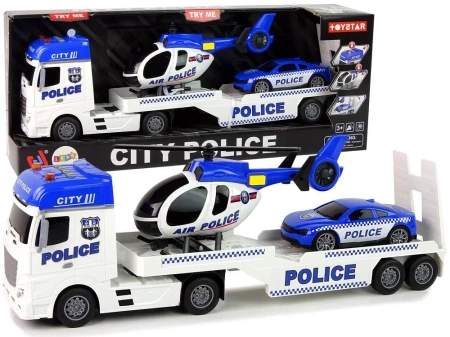 Laweta policyjna + helikopter i auto - Leantoys