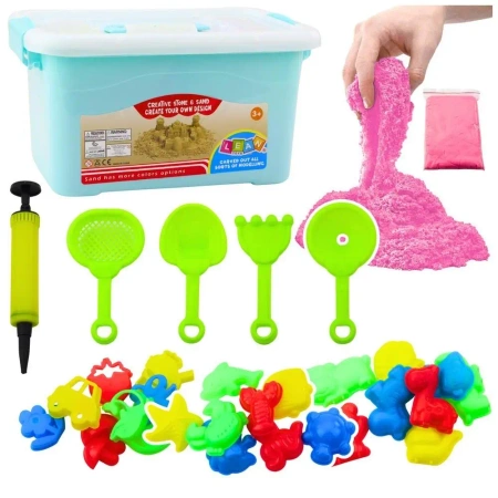 Piasek kinetyczny 3kg różowy - Leantoys