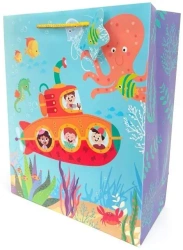 Torebka ozdobna matowa 26x32x12cm Łódź podwodna - Fresh