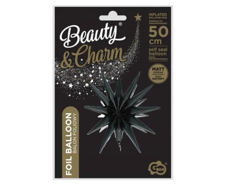 Balon foliowy Gwiazda 3D czarna matowa 50x46cm - Godan