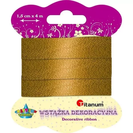 Wstążka metalizowana 15mm x 4m złota - Titanum