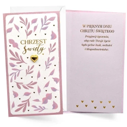 Karnet Chrzest różowy - Kukartka