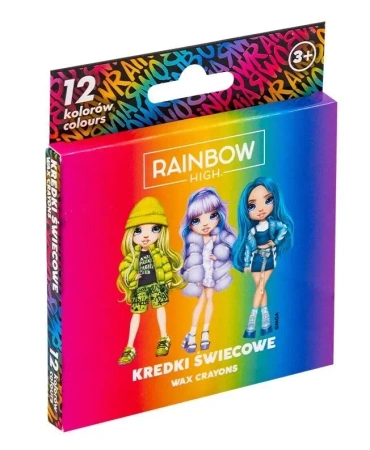 Kredki świecowe okągłe Rainbow High 12kol ASTRA - ASTRA papiernicze