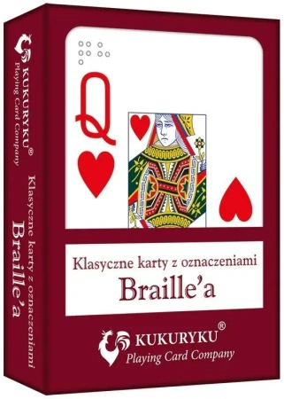 Karty do gry czerwone ze znakami Braille'a - Kukuryku