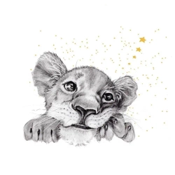 Karnet złocony kwadrat CL3810_BL Lew - Clear Creations