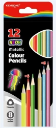 Kredki ołówkowe trójkątne metaliczne i neon. 12st - Keyroad