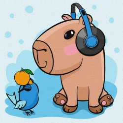 Malowanie po numerach - Kapibara w słuchawkach - Ideyka