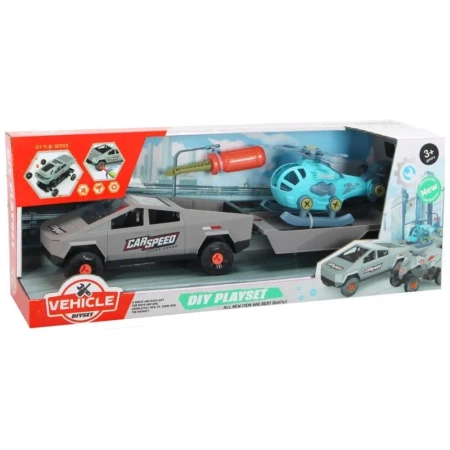 Samochód do montażu z przyczepą i helikopterem - Maksik