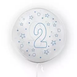 Balon 45cm Gwiazdki cyfra 2 niebieski TUBAN