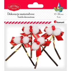 Kokarda czerwona z napisem Merry Christmas 4szt - Titanum