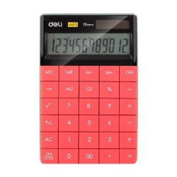 Kalkulator 12-pozycyjny czerwony DELI